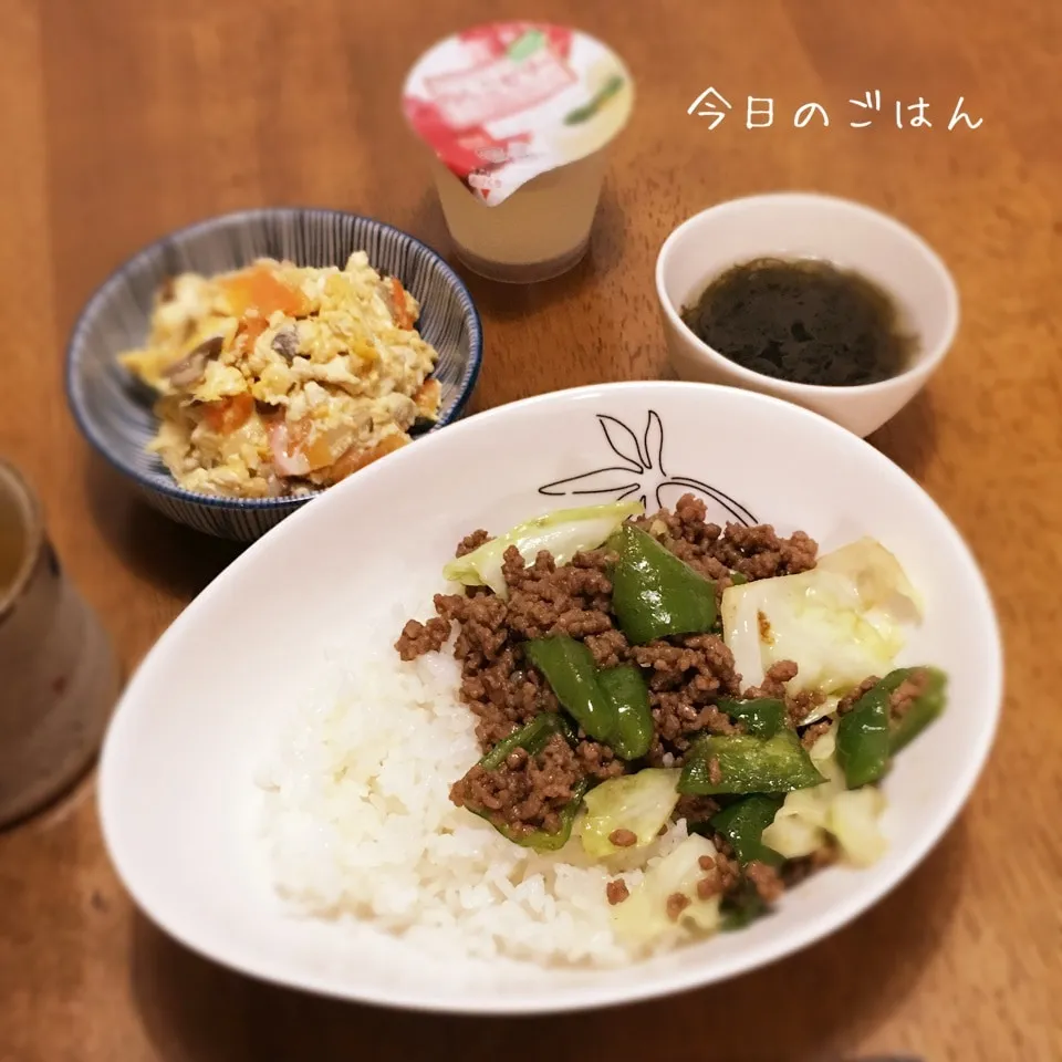 ひき肉とキャベツのカレー炒め丼|teritamagoさん