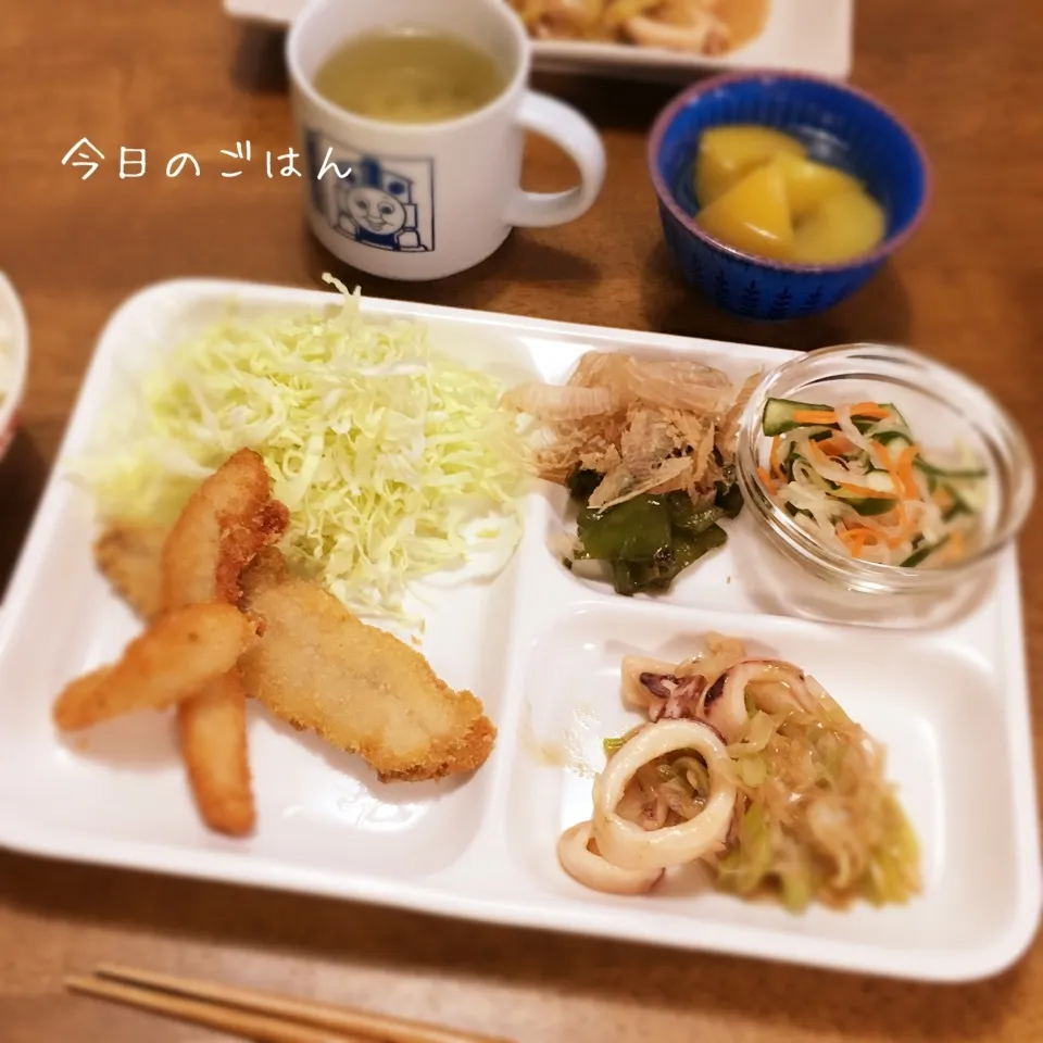 Snapdishの料理写真:チキンカツとウルメイワシのフライ|teritamagoさん