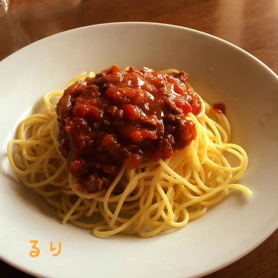 Snapdishの料理写真:ミートソーススパゲティ|るりさん