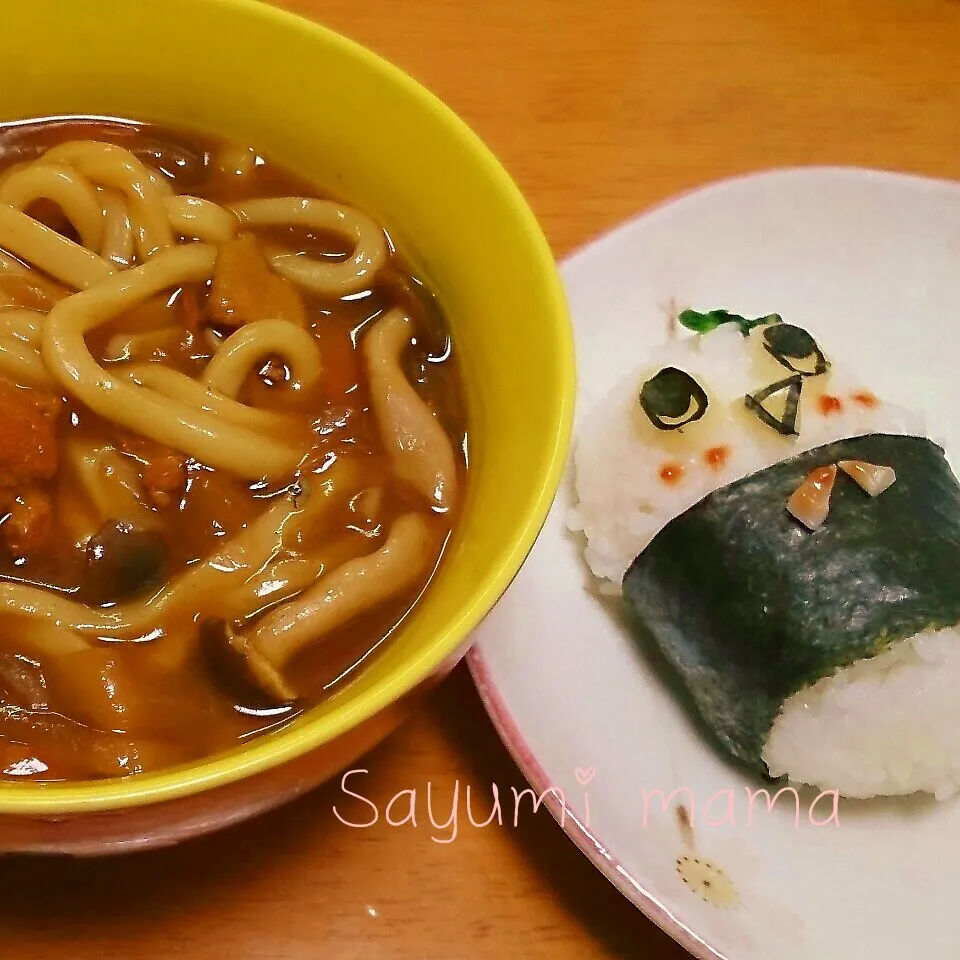 Snapdishの料理写真:カレーうどんwithふなっしーおにぎり|白玉さん