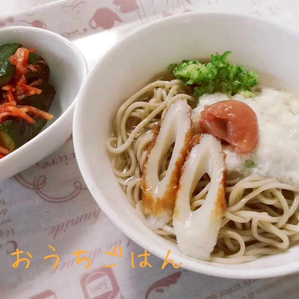 お昼は冷やしとろろ蕎麦&オイキムチ|aiさん