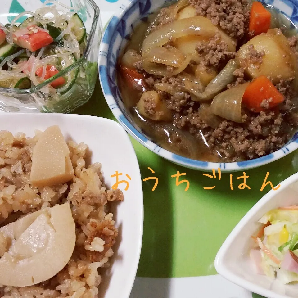 筍ご飯と牛そぼろ煮|aiさん