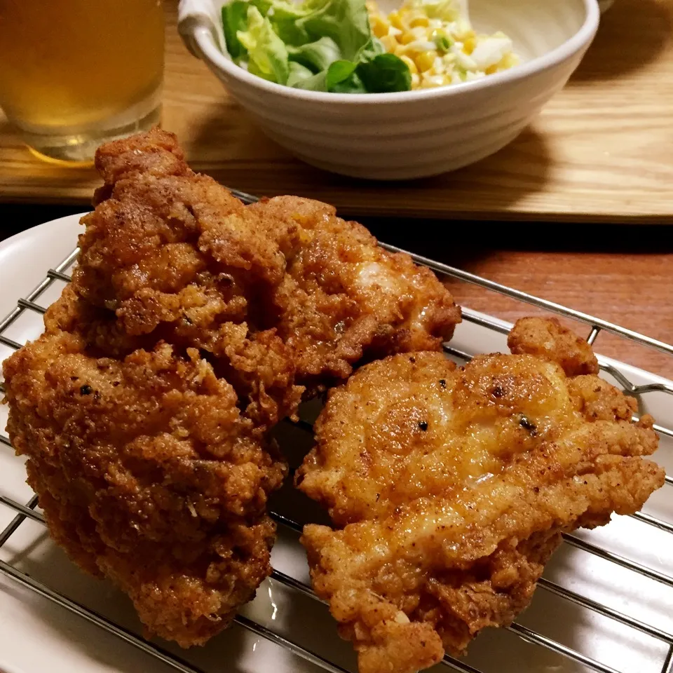 鶏もも肉で☆衣カリカリフライドチキン|トトさん