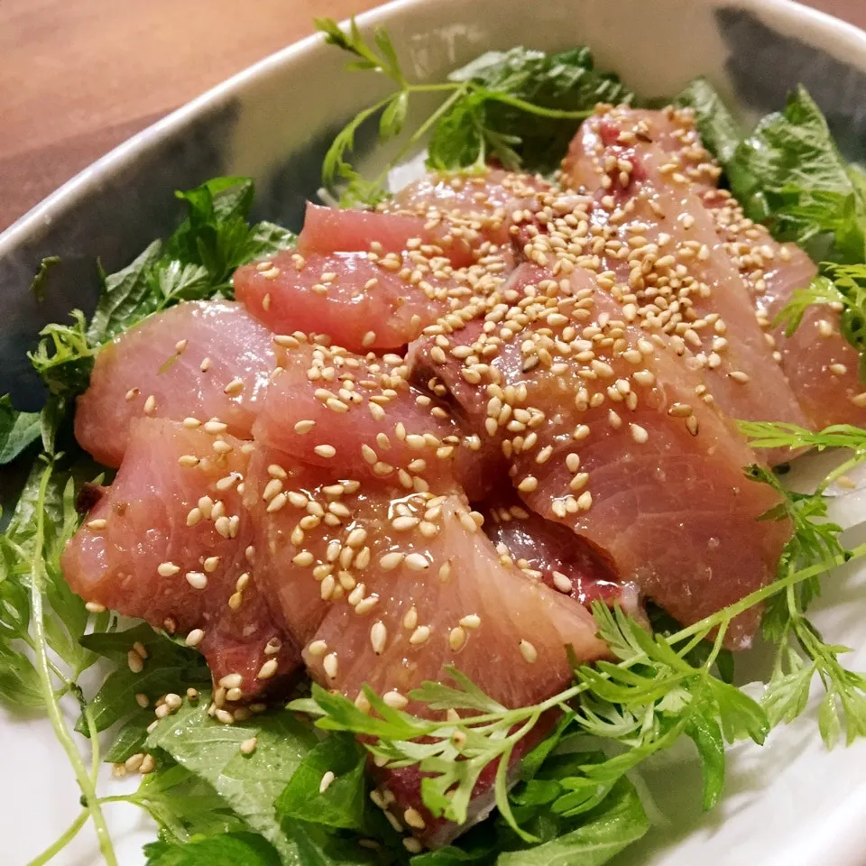 漬け込んで盛り付けるだけ☆緑野菜&ブリのカルパッチョ|トトさん