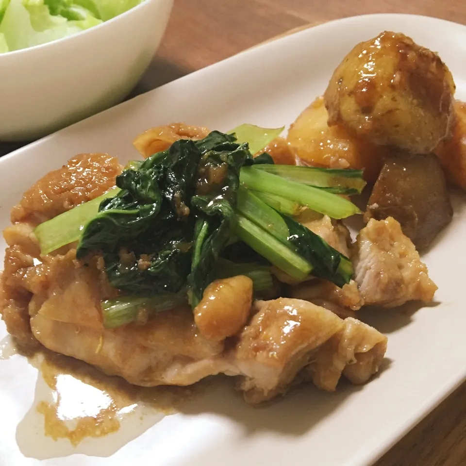 oneフライパンde鶏肉の照り焼き&じゃがいも&小松菜|トトさん