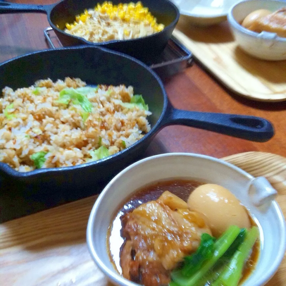 しみしみ豚の角煮＆煮玉子☆レタス焼き飯|トトさん