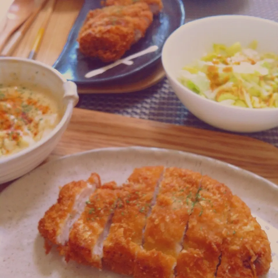 息子とランチ☆チキンカツ|トトさん