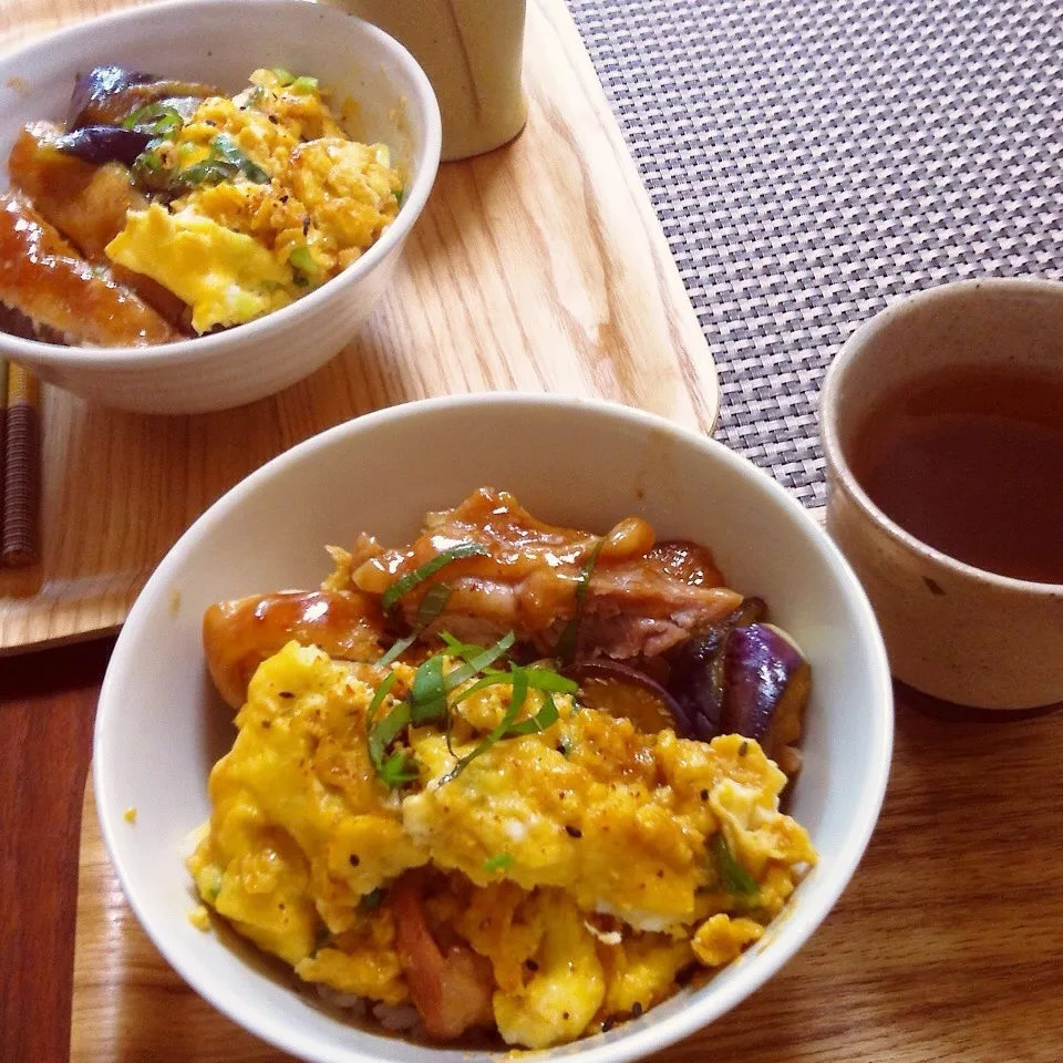 息子とランチ！照り焼き丼！どっちがメイン？|トトさん