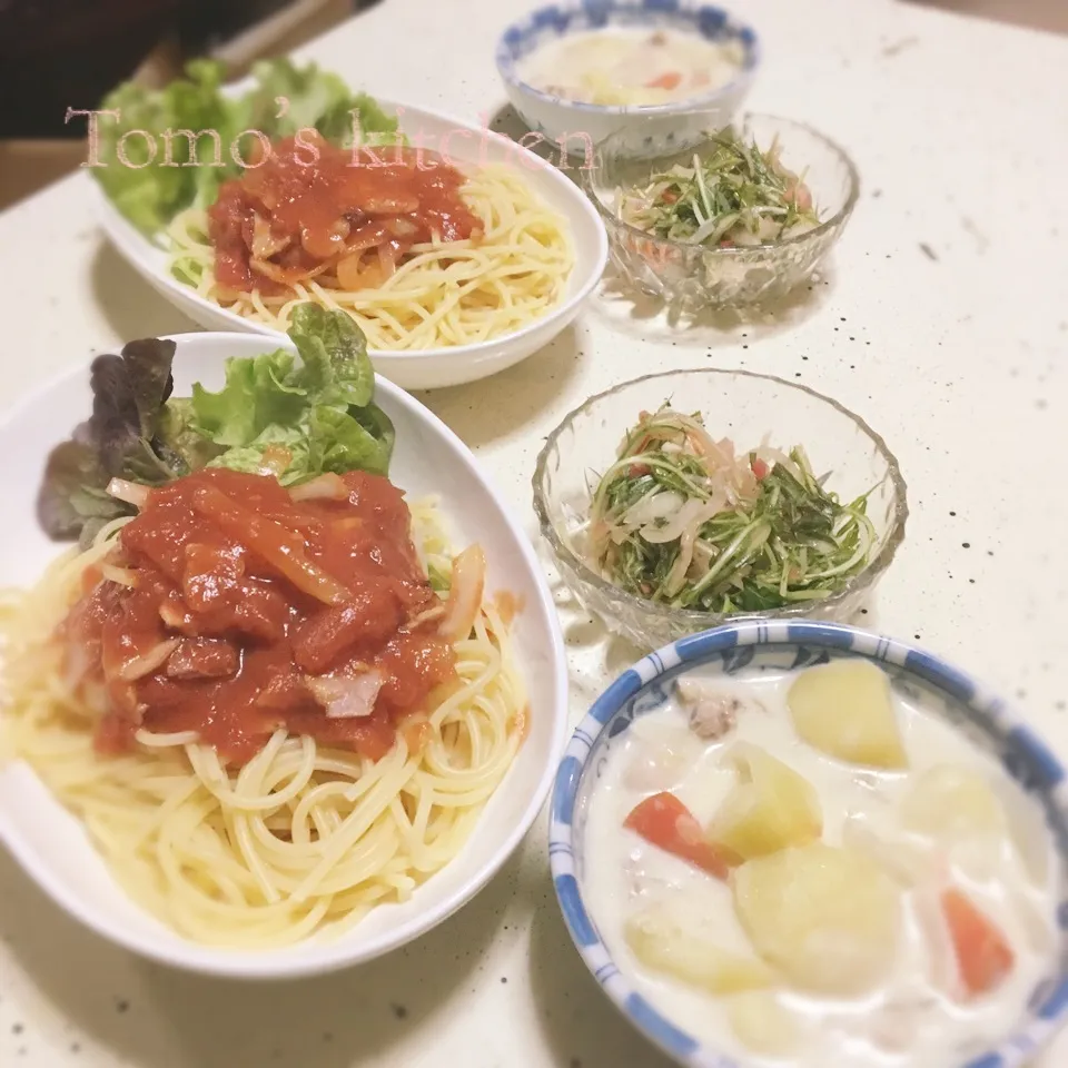 1／24晩御飯〜トマト缶ソースパスタクリームシチューatc〜|tomo-0409-koさん