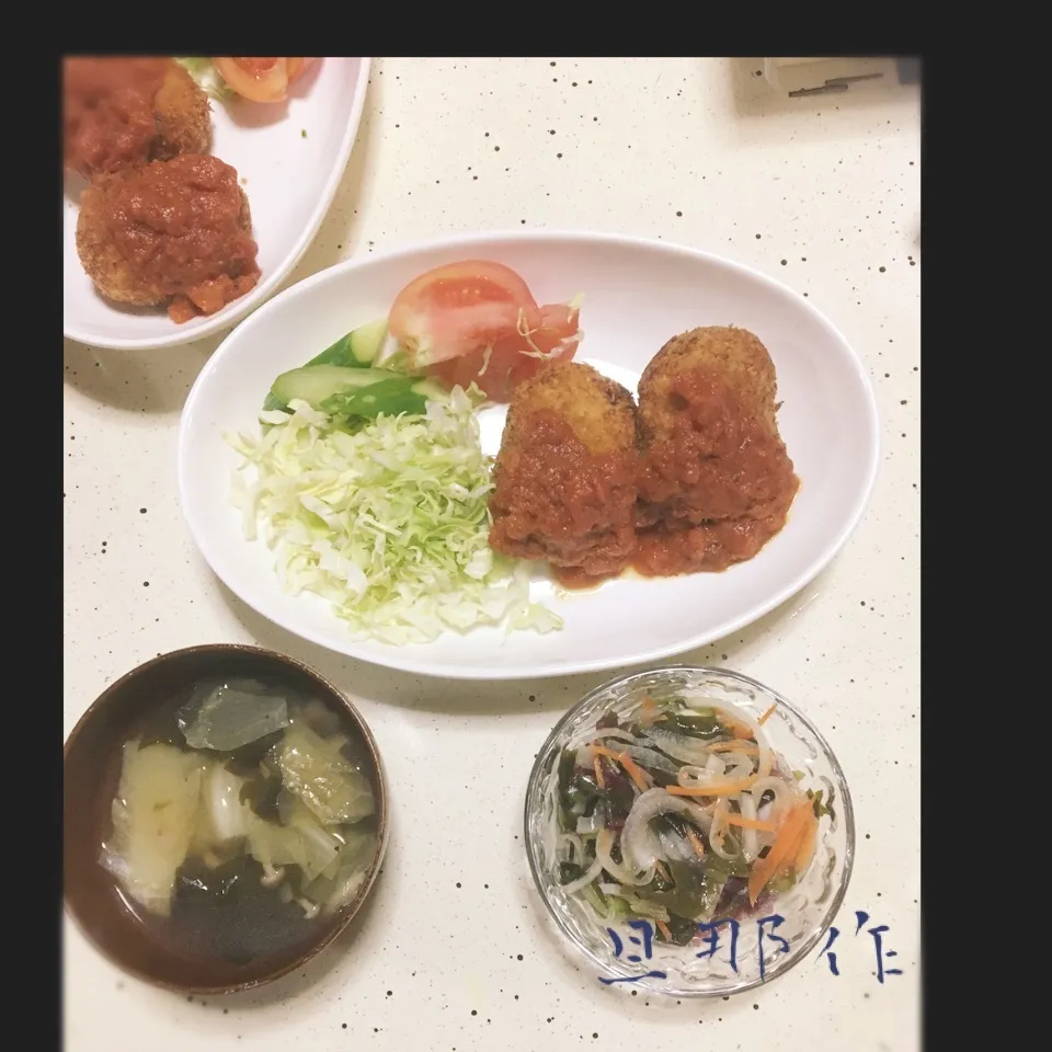 旦那作手作りコロッケの晩御飯5/19|tomo-0409-koさん