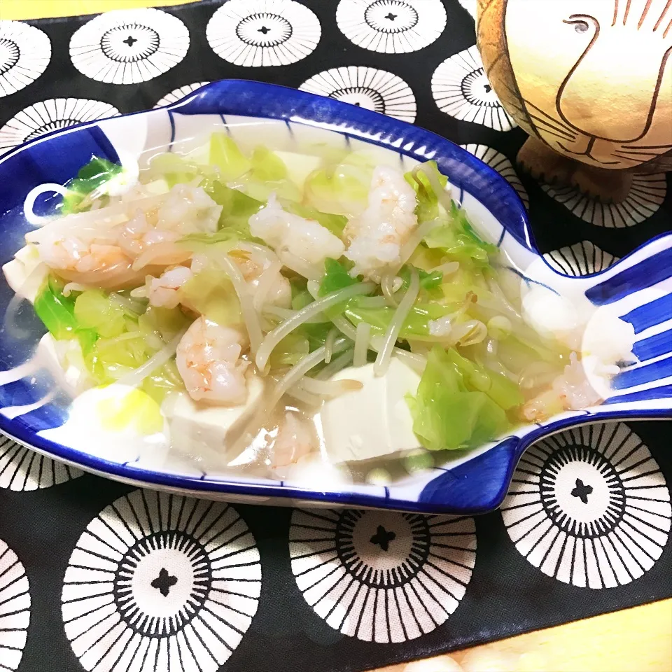 エビとキャベツのあんかけ豆腐|もぇ♪さん