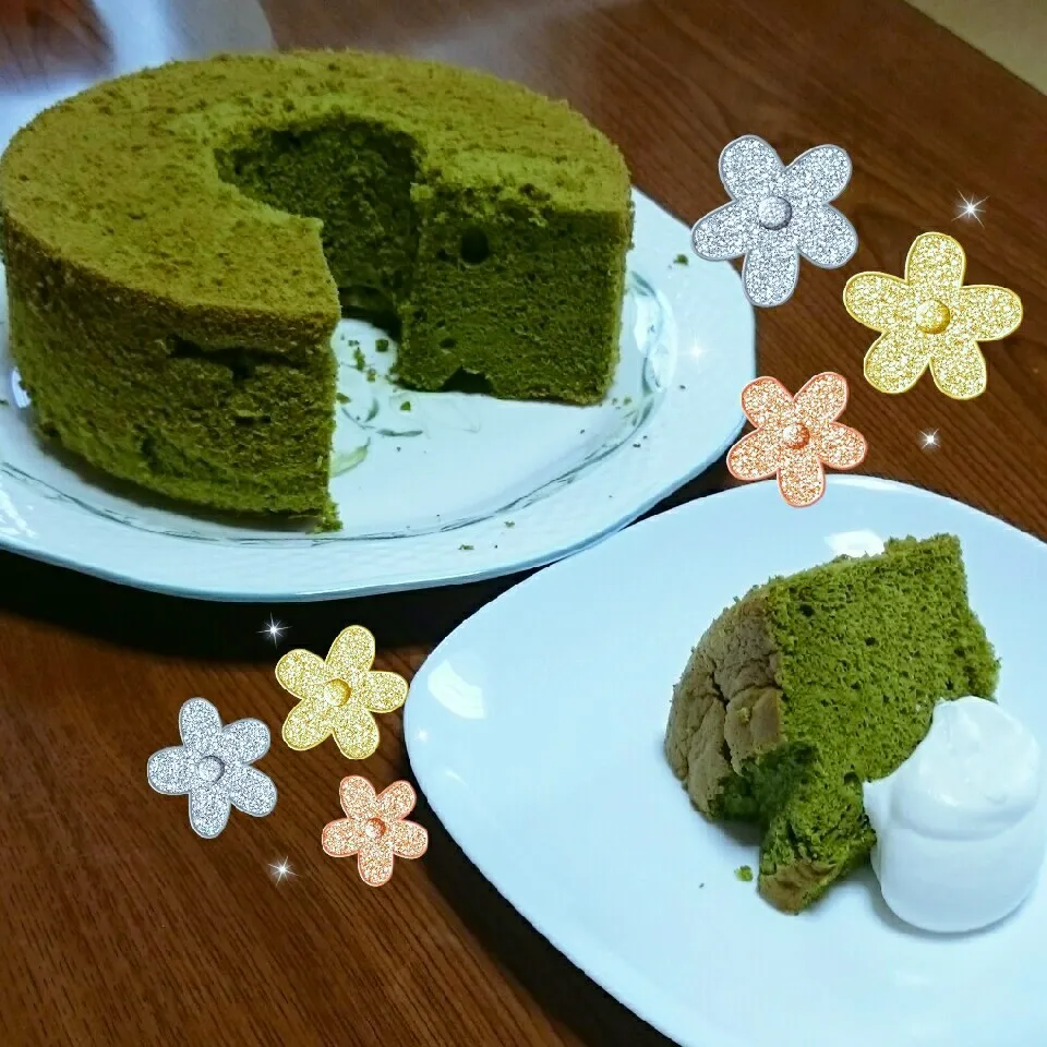 Snapdishの料理写真:抹茶シフォンケーキ♪|Youkoさん