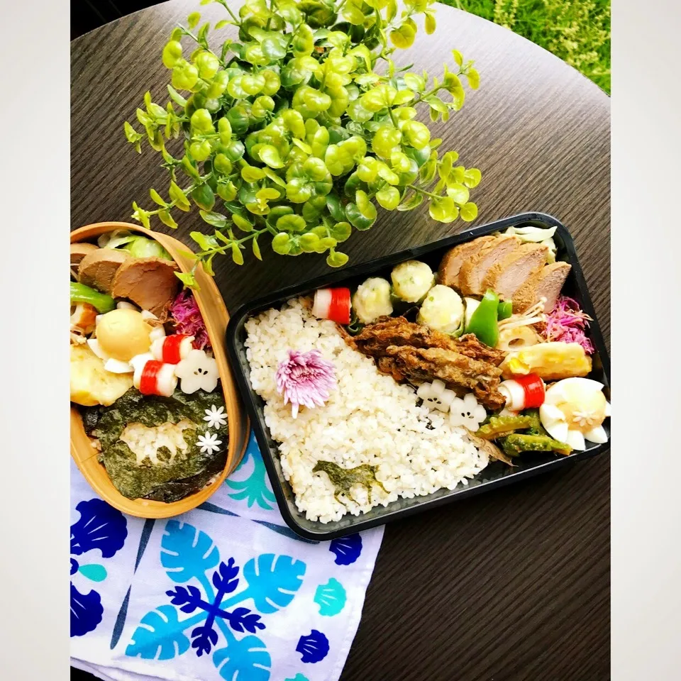 食用菊🌸父弁当と自分弁当|うさかめさん