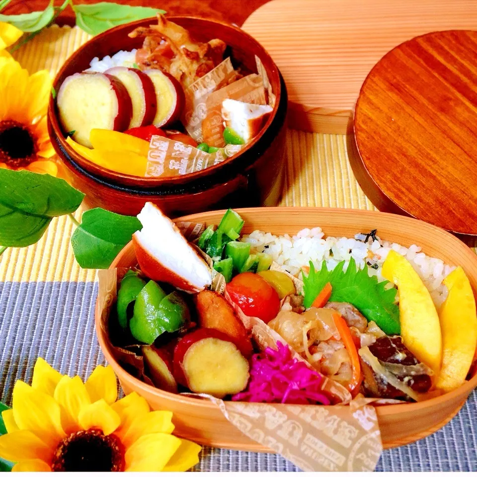 今日のわっぱ弁当 母用と自分用 湯むきミニトマトポン酢漬け|うさかめさん