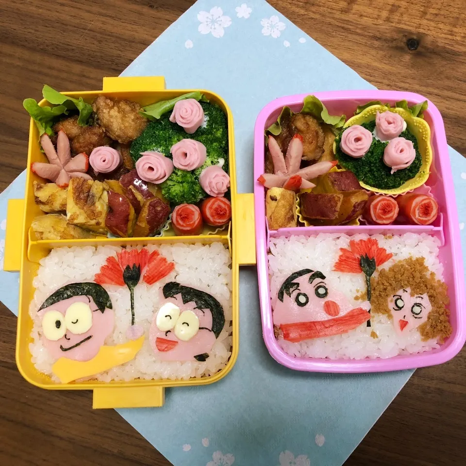 Snapdishの料理写真:母の日🌷のび太&ママ❤️しんちゃん&みさえ弁当♪|riamamaさん