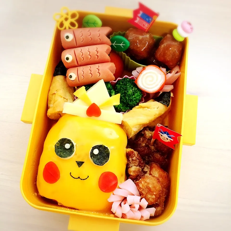 Snapdishの料理写真:ピカチュウ&こいのぼり弁当♪|riamamaさん