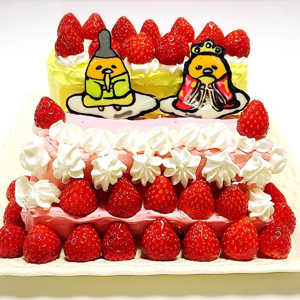 Snapdishの料理写真:☆ぐでたま ひなまつりケーキ☆|riamamaさん