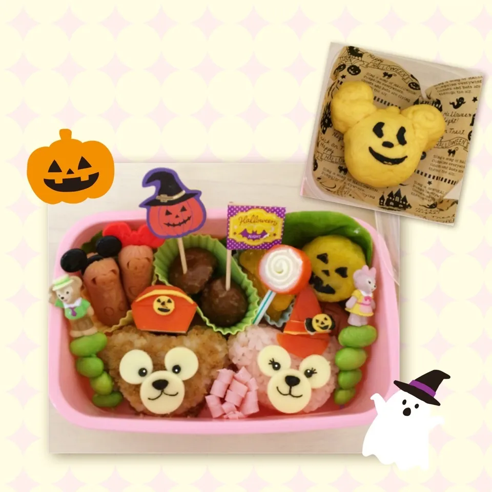 長女クラブ弁当☆ハロウィンダッフィー&シェリーメイ♪|riamamaさん