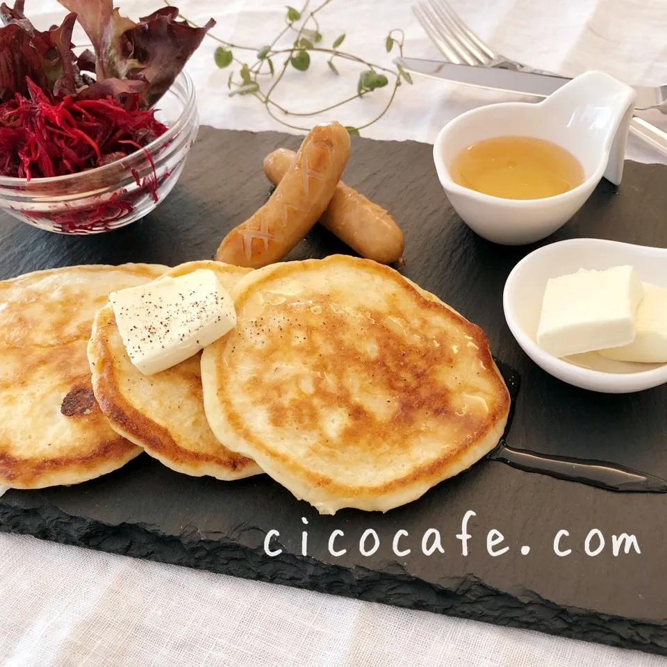 プチ糖質オフ❓クリームチーズと小麦ふすまのパンケーキ|cicocafeたなかともこさん