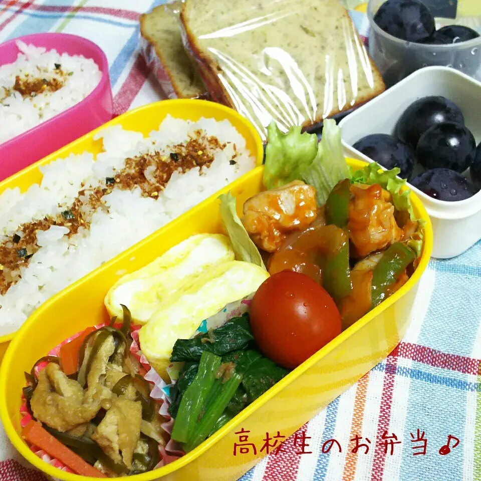 Snapdishの料理写真:鶏ケチャップ炒め弁当♪|ちびたまさん