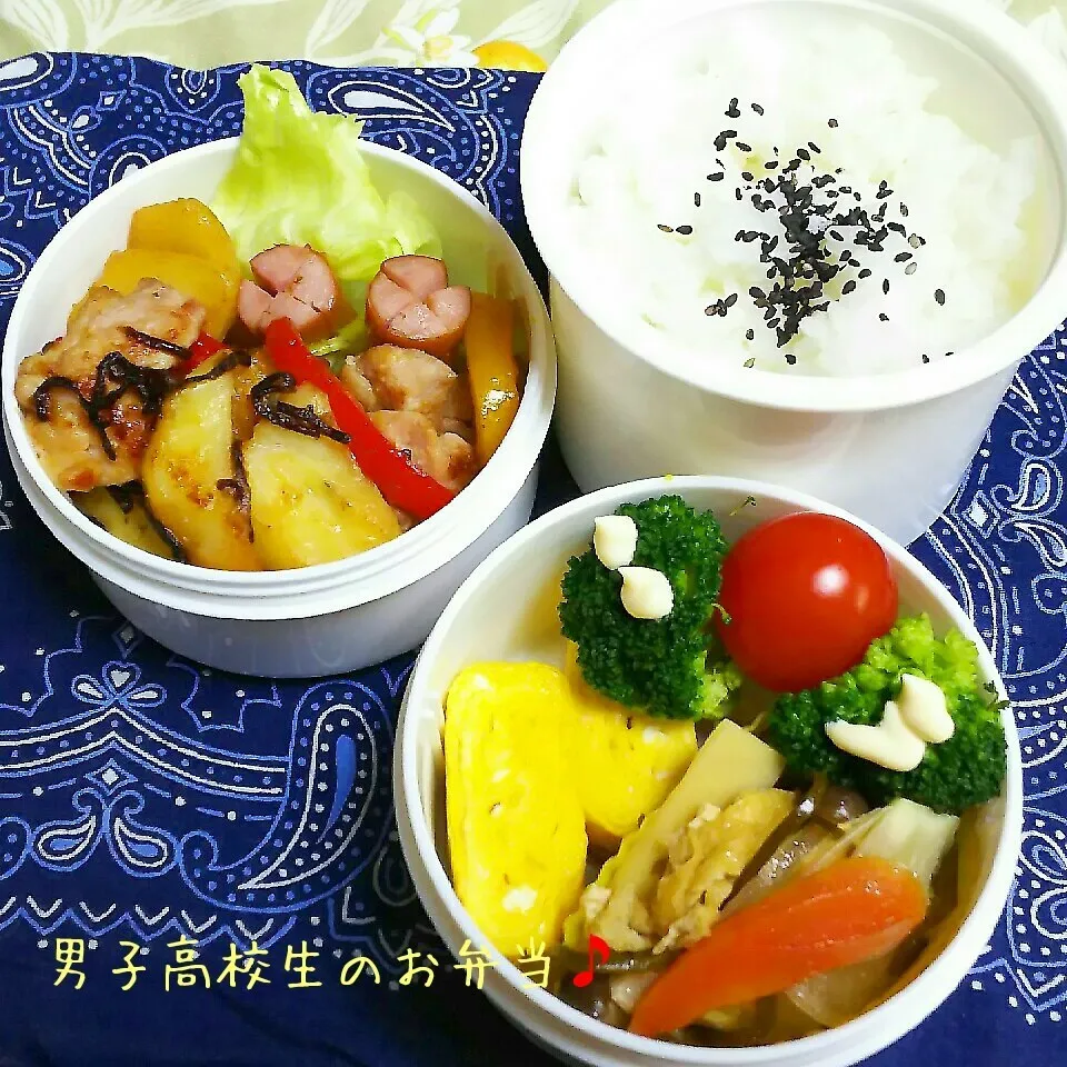 鶏とポテトの塩昆布炒め弁当♪|ちびたまさん