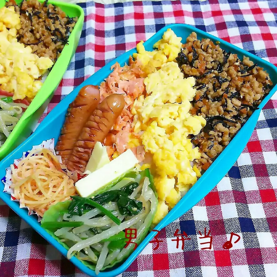 三色そぼろ丼弁当♪|ちびたまさん