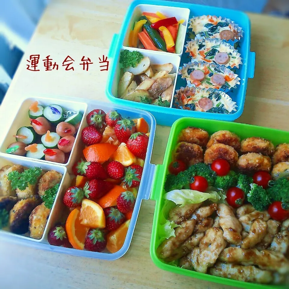 Snapdishの料理写真:こむぎ家の運動会弁当　2015|こむぎさん