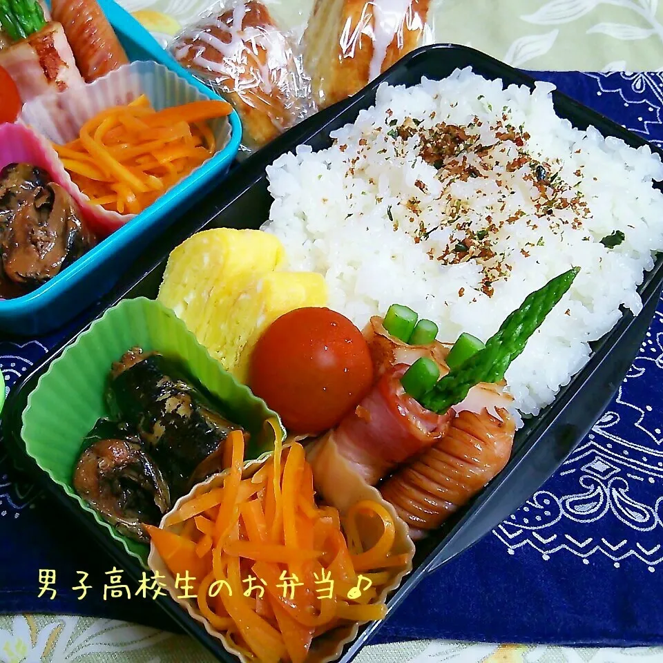 鰯梅煮＆アスパラベーコン弁当♪|ちびたまさん