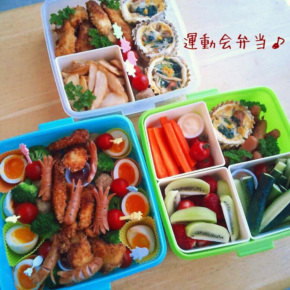 Snapdishの料理写真:運動会のお弁当（作り方メモあり）|こむぎさん