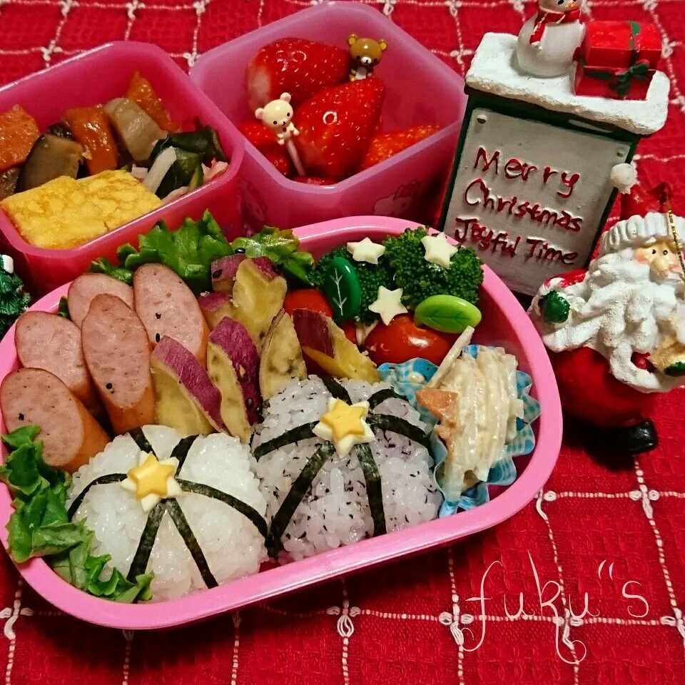 Snapdishの料理写真:X'masリース作りのお弁当♪|ぷ～にゃんさん