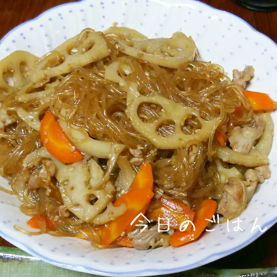 蓮根と春雨の炒めもの。|ちびたまさん