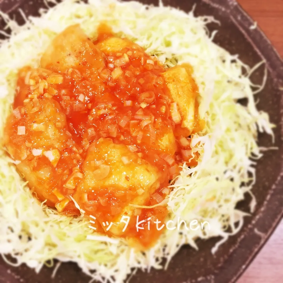 Snapdishの料理写真:豆腐と鶏胸肉のチリソース|ミッタさん