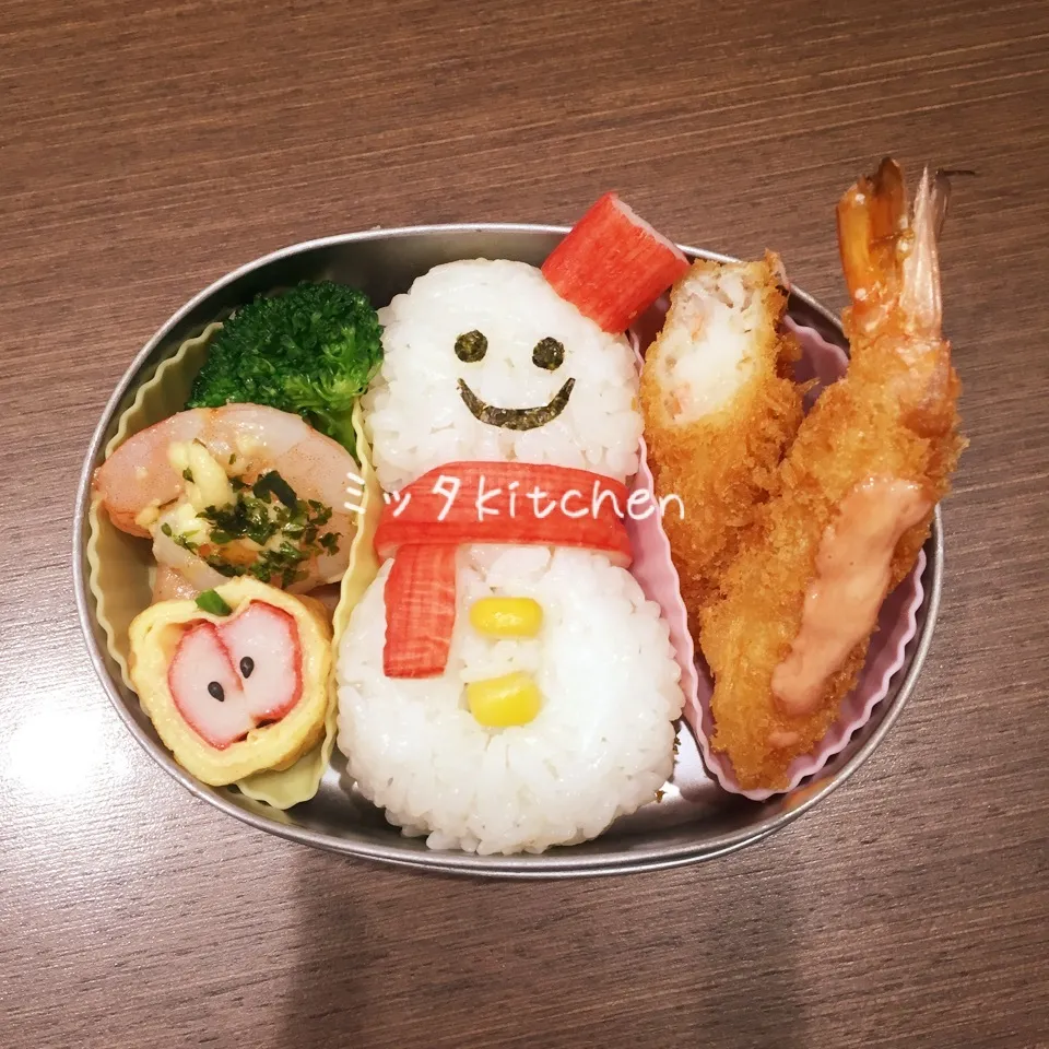 Snapdishの料理写真:2016園児弁当。リベンジ雪だるま|ミッタさん