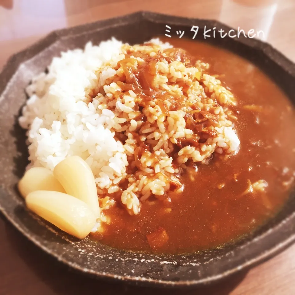 Snapdishの料理写真:カレーうどんの残りでカレーライス|ミッタさん