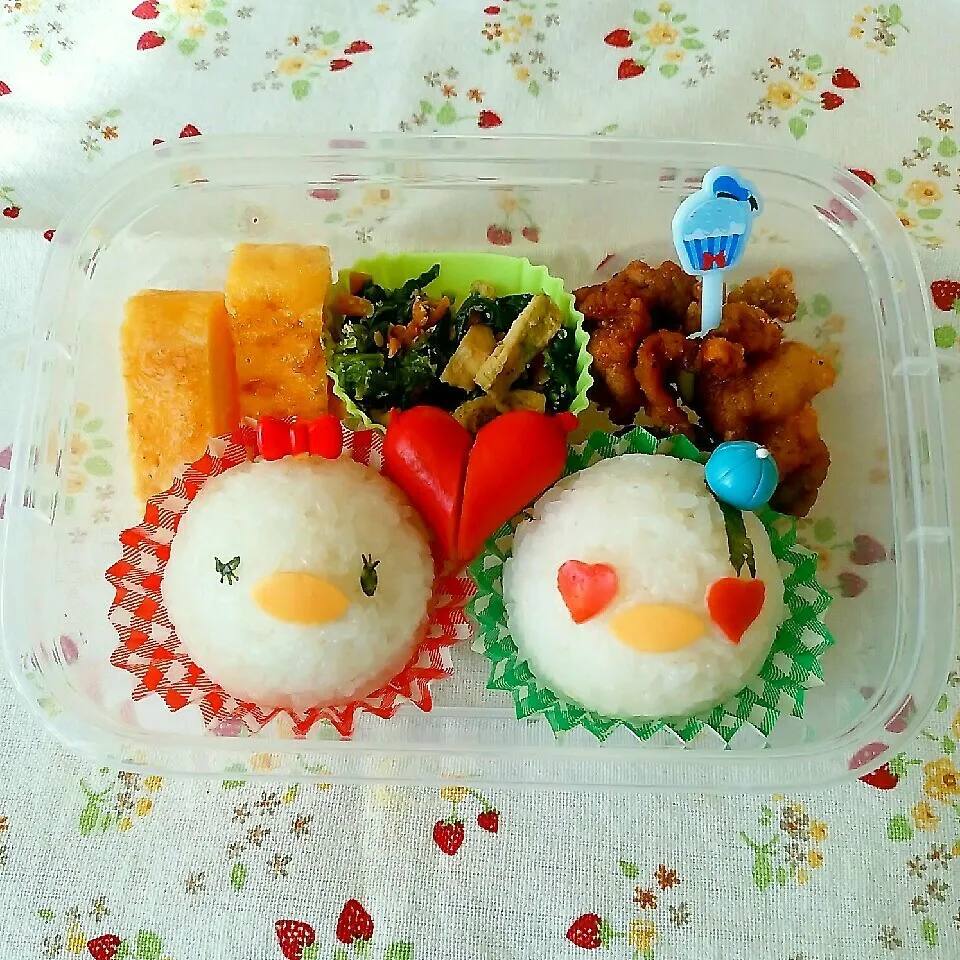 Snapdishの料理写真:ドナルドとデイジーのバレンタイン弁当|ゆかりんさん