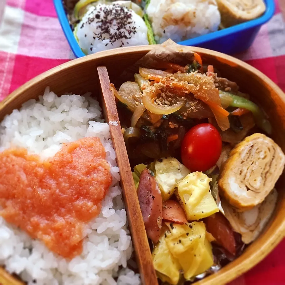 豚こまと野菜の炒め物お弁当☆|おいもさん