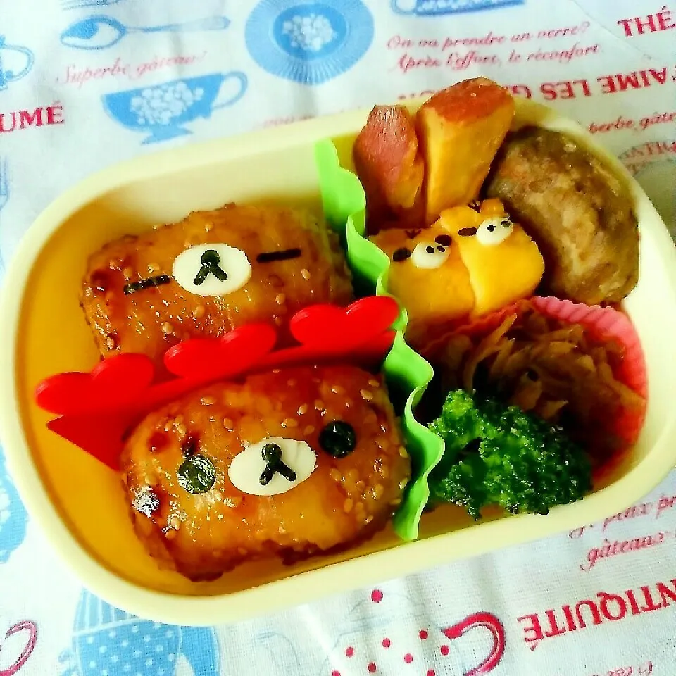 Snapdishの料理写真:肉巻きリラックマ弁当|ゆかりんさん