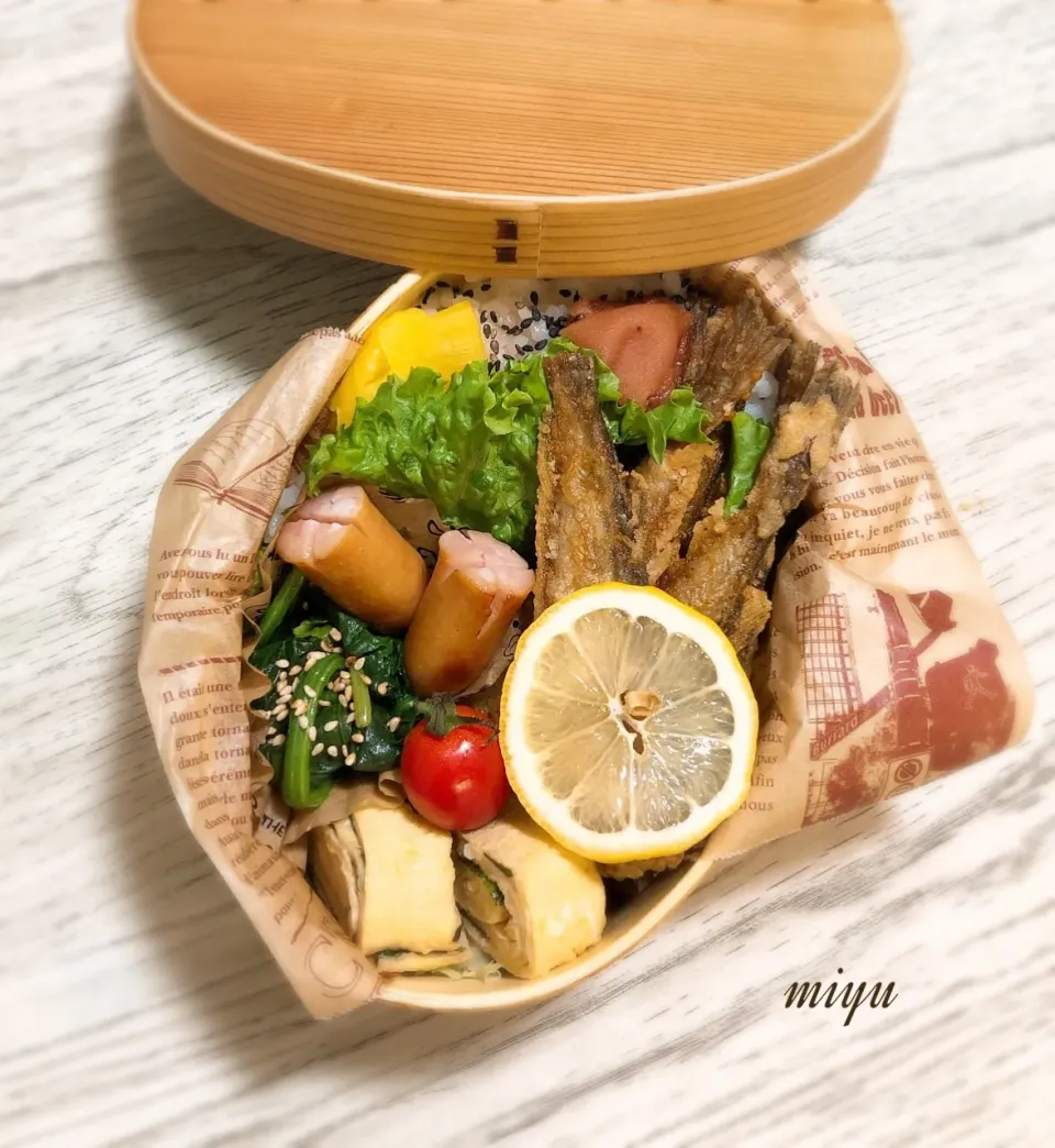 ハタハタの唐揚げのお弁当 | ゆるゆる〜っとパパ弁|miyuっちさん