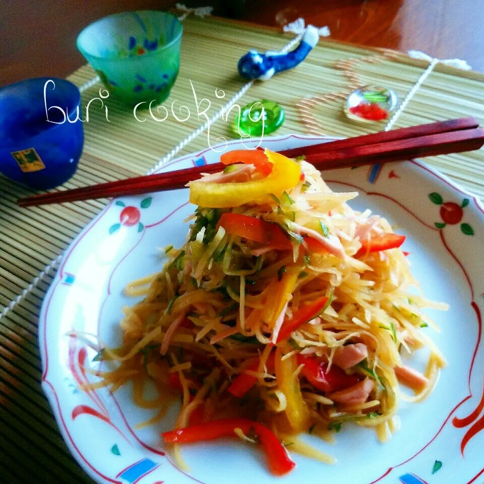 シャキシャキ新食感♪千切りじゃがいもの中華風サラダ♪|ぶりさんさん