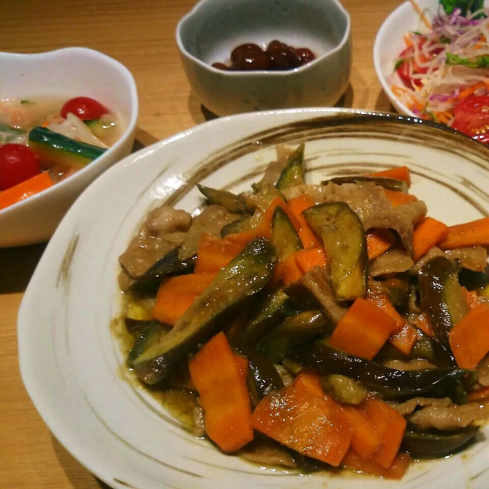 ナスと豚バラ肉の味噌炒め|れんこさん