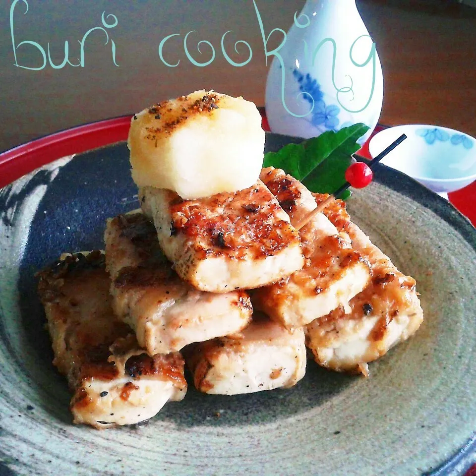 焼き豆腐の豚バラ巻き～大根おろし乗せ|ぶりさんさん