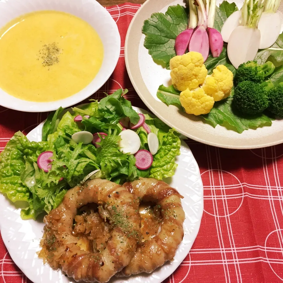 自家製野菜たっぷり❤️今日の晩ごはん|ひだまり農園さん