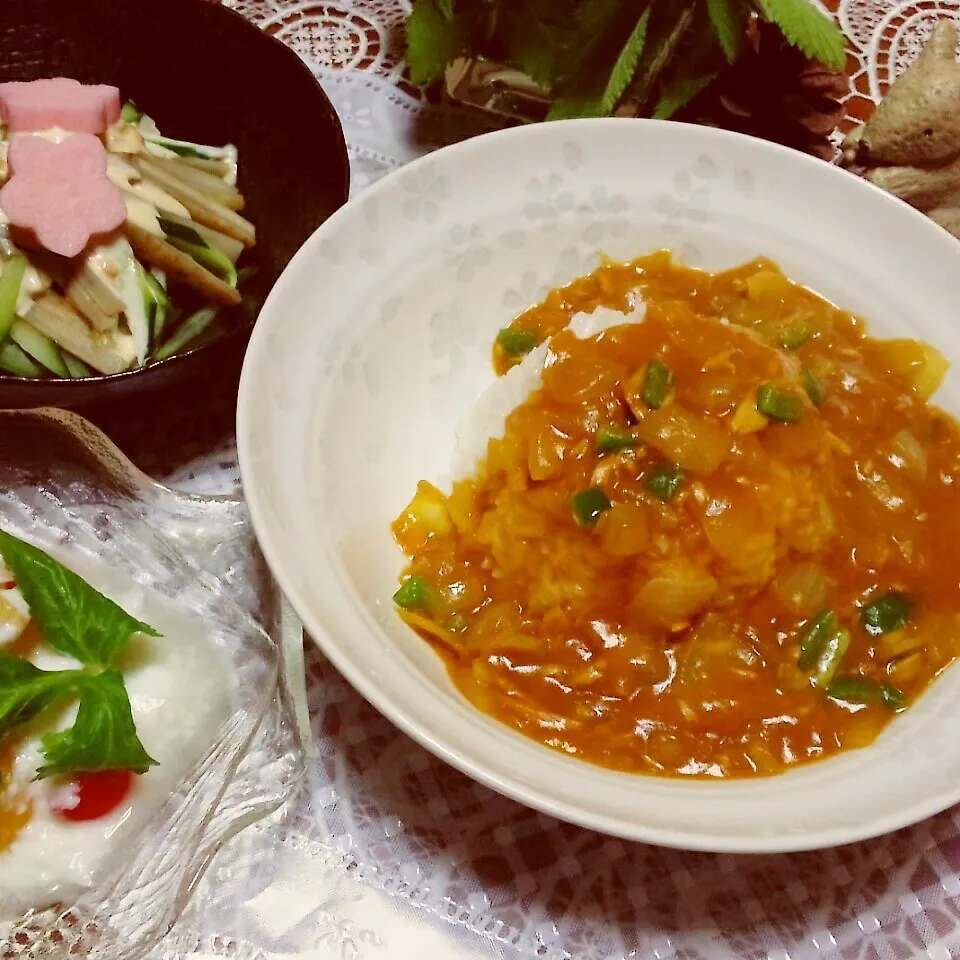 Snapdishの料理写真:20分で晩ご飯♡電子ﾚﾝｼﾞで☆ﾂﾅｶﾚｰ🍛|♡純子♡さん