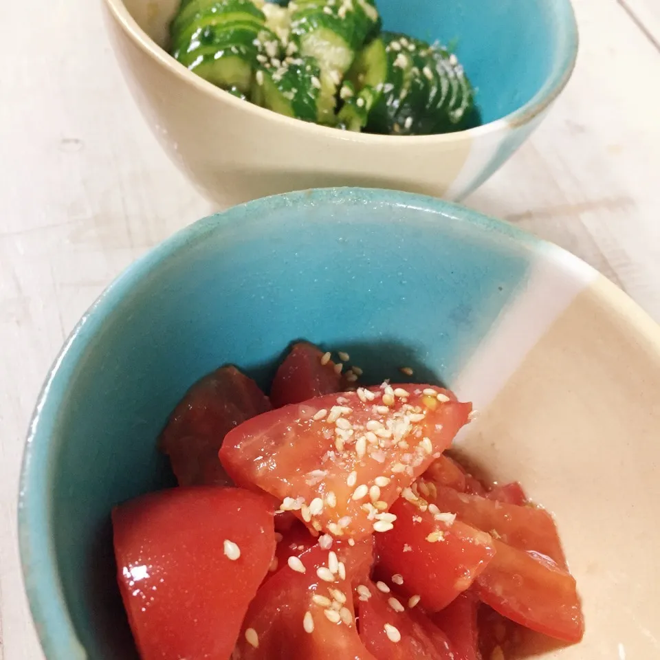 トマトと胡瓜で野菜のおつまみ|パウダーさん