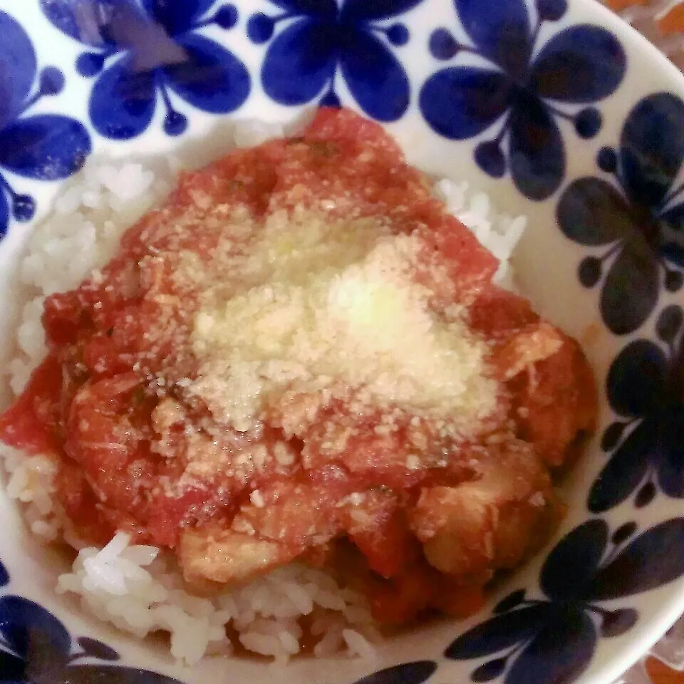 鯖とトマトの煮込み丼|momomotototokokokoさん