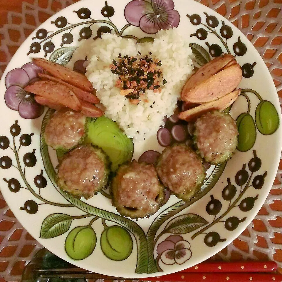 ゴーヤの肉詰めでお夕食～♪|momomotototokokokoさん