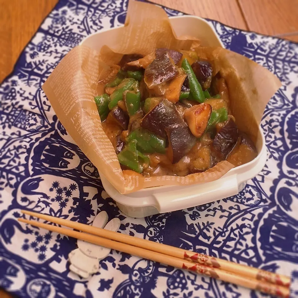 Snapdishの料理写真:雨風食堂さん〜〜なすとピーマンとエリンギの甘味噌煮♡|Harumiさん