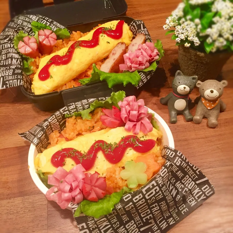 Snapdishの料理写真:娘のリクエスト♡オムライス弁当|rinrinさん