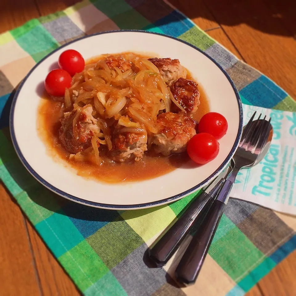 Snapdishの料理写真:豚こまで＊ステーキ風スタミナ焼き＊|Harumiさん