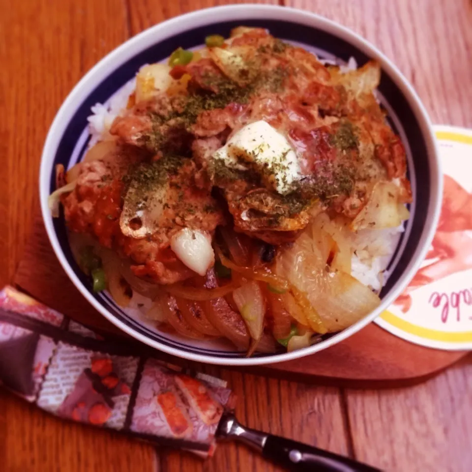 豚こまをステーキサイズに変身！キャラメルステーキ丼☆|Harumiさん